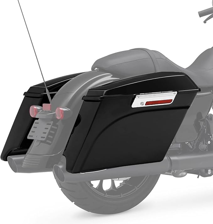 XFMT 5" Vivid Black Stretched Extended Hard Saddlebags W/Chrome Conversion Brackets Harley Softail Heritage Deluxe 1984-2017