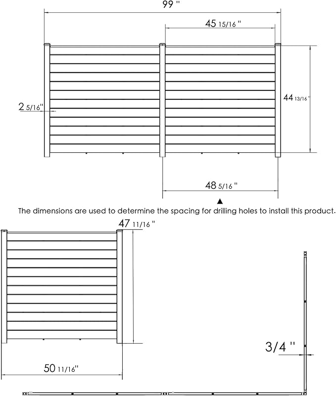 Kozyard 50" W x 48" H Privacy Screens Fence Panel Specifically for Hard Surfaces, Aluminum Post Air Conditioner Fence Panels, with Hard Surface Installation Kit for Outdoor Backyard Patio