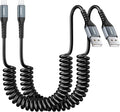 SUNGUY Coiled USB to Lightning Cable for Car, 2-Pack 4FT [MFi Certified] Retractable iPhone Charger Cable, Fast Charging CarPlay Cable for iPhone 14/13/12/11 Pro Max/XS MAX/XR/XS/iPad/iPod