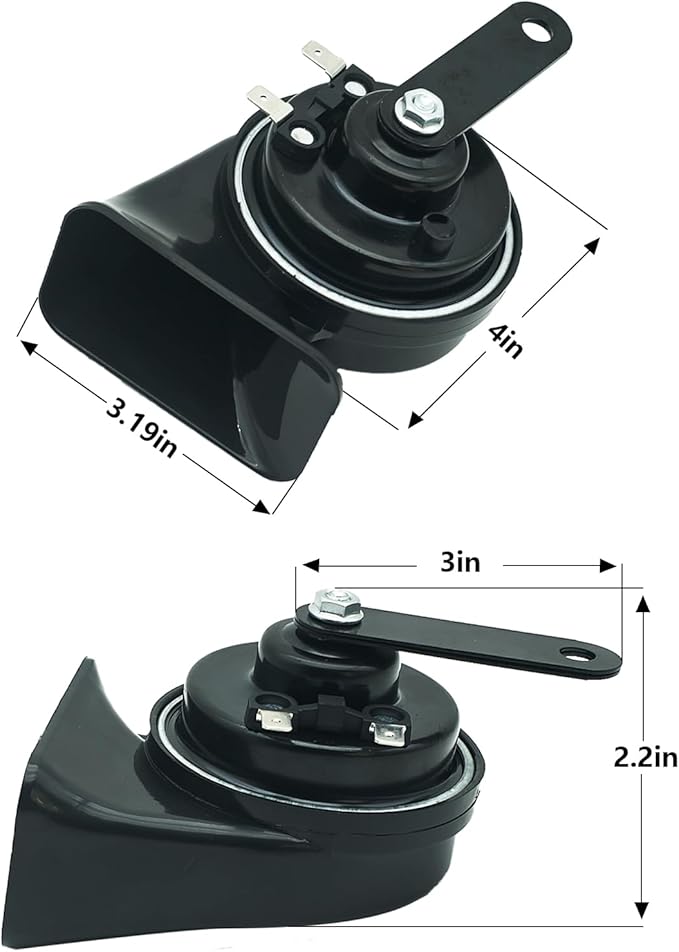 Car Horn 12V Universal Super Loud Auto Horn Electric Waterproof Low High Two Tone Fit for Any 12 Volt Vehicles Truck Pickup Boat Replacement Kit (Universal)