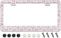 License Plate Frame for Pink Bow Stainless Steel License Plate Frames Holder Covers Rust-Proof Auto Parts Decoration with Screws License Plate Holder for Car Accessories 12x6 Inch