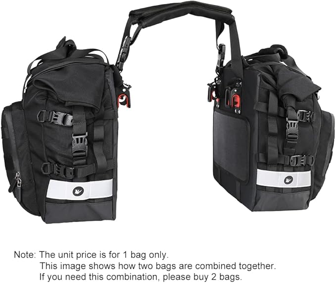 Rhinowalk Motorcycle Saddle Bag Waterproof Motor Pannier Bag Luggage Pack Quick Release Motorbike Side Bag 20L (Black)