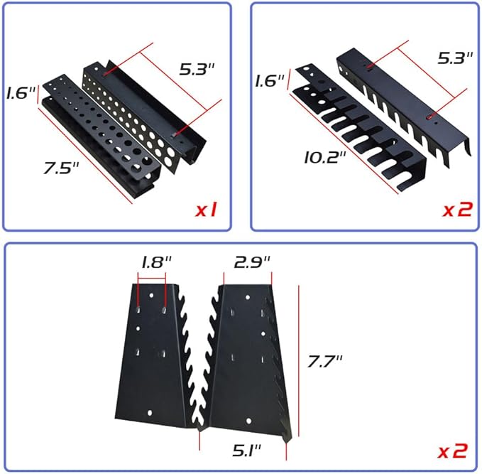 JZD Steel Wall Mount Storage Cabinet System with 22 Tool Hooks, for Garage Workshop Black & Grey
