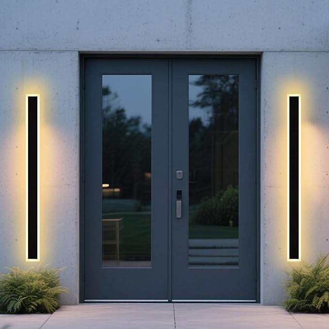 2 Pack Long Outdoor Led Wall Light for House,60 inch Modern Large Outdoor LED Wall Lights,Dimmable Outside Long Linear Light Fixture,Exterior Long Linear Light for Porch,Patio,Garage,Enterway