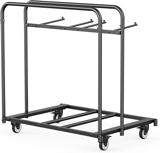 VEVOR Folding Chair Rack, 400 LBS Capacity, Heavy-Duty Chair Cart for 5 Tables+14 Chairs, Chair Storage Dolly Chair Holder w/Swivel Casters and Locking Wheels,for Party Event,Hotel, Matte Black