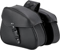 Motorcycle Saddle Bags Synthetic Leather Luggage Bag Waterproof Throw Over Saddlebags For Motorcycle Softails Sportsters Choppers Dyna V-star Shadow (Single Buckle, Black, 12.6 X 8 X 10)