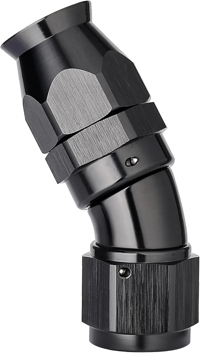 EVIL ENERGY 8AN 30 Degree PTFE One Piece Full Flow End Hose Fitting Aluminum Black