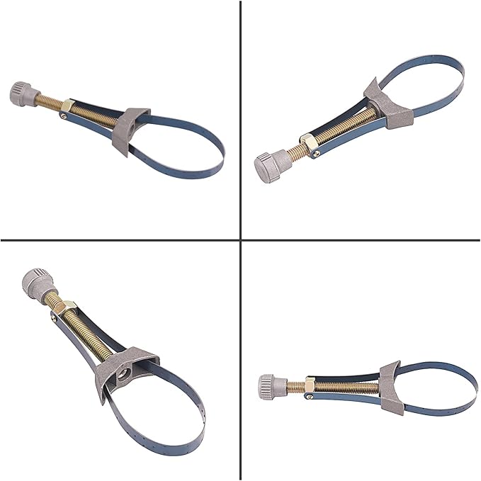 Road Passion 1PC Car Auto Motorcycle Oil Filter Tool Strap Wrench Diameter Adjustable 60mm To 120mm Universal Removal Tools Suction Tweezers Replacement Tips Strap Wrench
