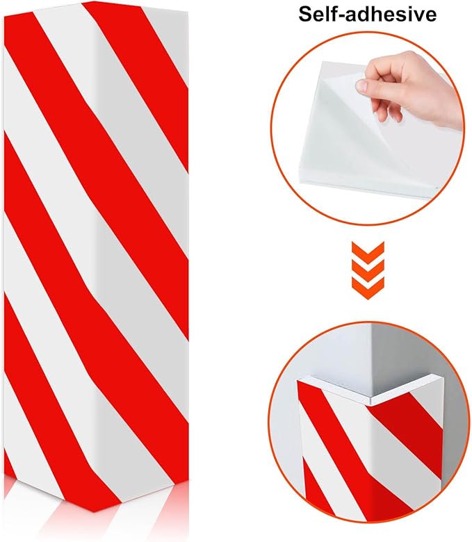 2pcs Garage Wall Guards Wall Protector Cover Yellow and Black Foam Wall Corner Guard for Parking Garages (Red+White)