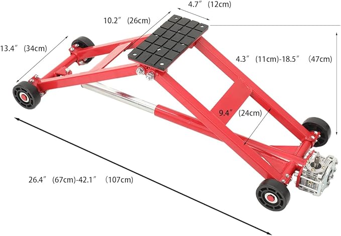5500lb Portable Turbine Hoist Car Lift, Heavy Duty Auto Lift with Workbench 4.3-18.5in Adjustable Height Portable Car Lift Repair Elevator Tool for Shop, Garage