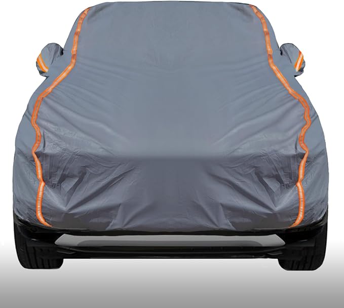 KEYOOG Universal Waterproof Heavy Weight Full Car Covers, Fit SUVs, All Weather, Outdoor Full Cover Weatherproof UV Sun Protection Snow Dust Storm Resistant with PEVA Cotton, Fit Length 178"-189"