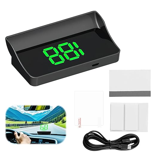 GPS Digital Speedometer for Car MPH, Universal HUD Speed Meter with LED Large Font, Plug Play for Car Truck Motor SUV Golf Cart All Vehicles (HUD Speedometer (Green Display))
