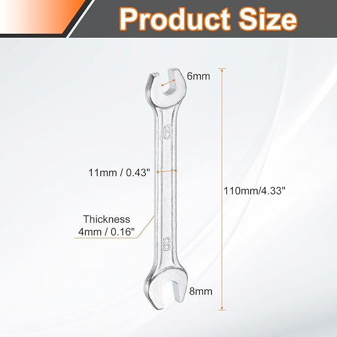 HARFINGTON 5pcs Double Open End Wrench 6mm x 8mm Metric 15 Degree Offset Angle Small Flat Head Wrench Galvanizing Open Ended Spanner for Automotive Repair Furniture Assembly