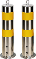 Safety Barrier Bollard, Steel Car Parking Protection Posts, Caution Cones, Driveway Barrier, Parking Stopper for Garage, Perfect for Traffic-Sensitive Area(Yellow (2PCS))