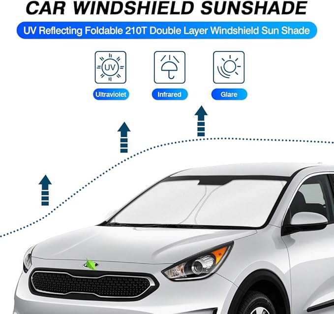 KUST Windshield Sun Shade for Kia NIRO 2017-2022 Accessories Sunshade Sun Visor Protector Foldable Blocks UV Rays Keep Your Car Cooler