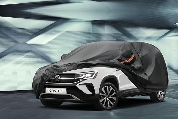 Kayme 7 Layers SUV Car Cover Custom Fit for Volkswagen VW Taos(2021-2025) Waterproof All Weather for Automobiles, Outdoor Full Cover Rain Sun UV Protection.Black