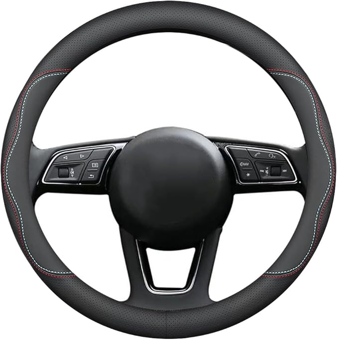 New Nappa Leather car Steering Wheel Cover, Universal 15 inch Black