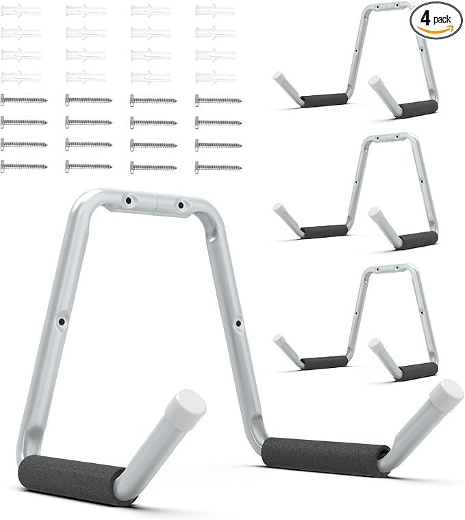 HUHOLE Garage Jumbo Utility Hanger, U Shape Tool Bracket for Garage Wall - 100lbs Load-Bearing, Protective Foam & Cap, Rust-Resistant, Scratch-Proof for Homeowners, DIY Enthusiasts, Contractors