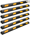 Rubber Parking Curb Garage Floor Stopper, 72" Heavy Duty Parking Lot Stopper with Yellow Reflective Stripes, Guide Wheel Stopper for Car, Truck, RV, Trailer, Driveway (6 Pack)