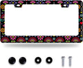 Folk Flowers Vintage Floral License Plate Frame Flower License Plate Stainless Steel Funny License Plate Holder for Men Women Universal Colorful Car Accessories Decoration 12.3" x 6.3"