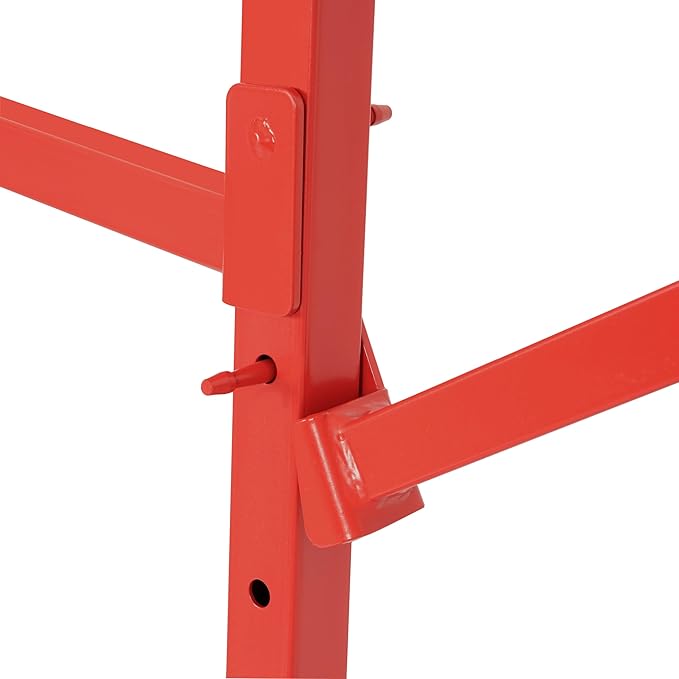 HECASA Bumper Adjustable Storage Rack Steel Floor Mobile Bumper Storage Rack - Double Sided for Automobile Parts Storage Red Powder Coated