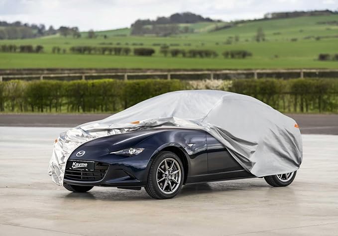 Kayme 6 Layers Car Cover Custom Fit for Mazda Miata MX-5 MX5 (1990-2025) Waterproof All Weather for Automobiles, Outdoor Full Cover Rain Sun UV Protection.Sliver