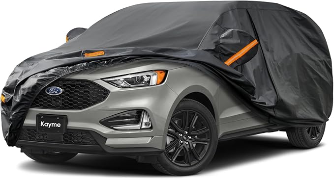 Kayme 7 Layers SUV Car Cover Custom Fit for Ford Edge (2015-2025) Waterproof All Weather for Automobiles, Outdoor Full Cover Rain Sun UV Protection.Black