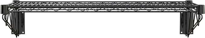 14" x 36" Black Epoxy Wire Wall Mount Shelf