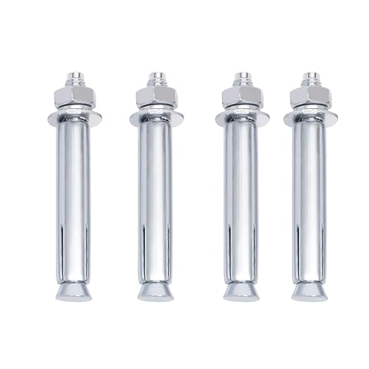 Safety Bollard Post 48'' Height Bollard Post Yellow Steel Pipe Parking Barrier with 8 Anchor Bolts for Driveway Traffic Control, Garage & Parking Lot (2, 48'' H x 4.5'' D)