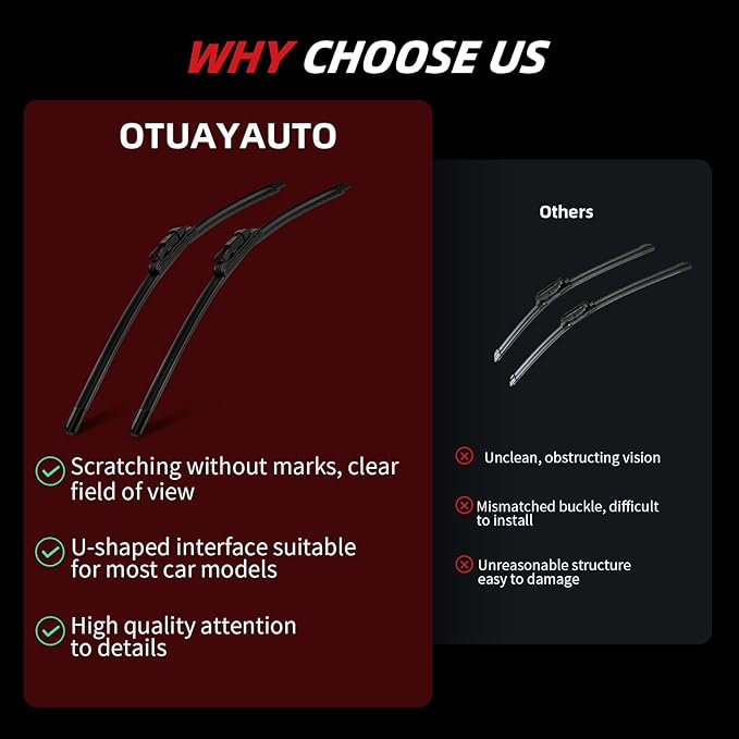 OTUAYAUTO Premium Windshield Wiper Blades - Replacement for Chevrolet Traverse 2012-2017 - Precision Fit, All-Weather Performance, Front and Rear Wiper Blades, Pinch Tab - 24"+21"+13" (Pack of 3)