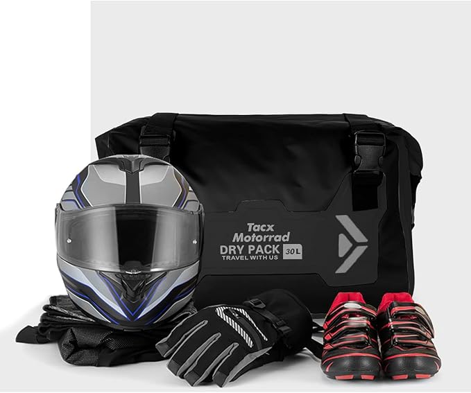 Motorcycle Saddle Bags Tail Bag, 30L Roll-top Waterproof Motor Detachable Side Trunk Bag, Motor Panniers Luggage Bag for Motorcy