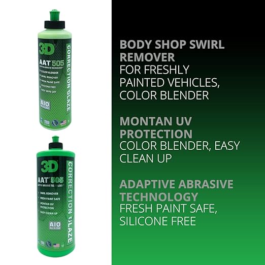 3D AAT 505 Correction Glaze - 8oz - Body Shop Swirl Remover for Freshly Painted Vehicles - Montan UV Protection - Easy Clean Up - Adaptive Abrasive Technology