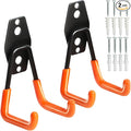 KURUI Heavy Duty Wall Hook for Hanging, 2 Pack Garage Tool Organizer Wall Mount, Metal Garage Storage Hooks for Ladder,Extension,Garden Tool, Small Utility Hook, Hose Holder for Outdoor and Indoors