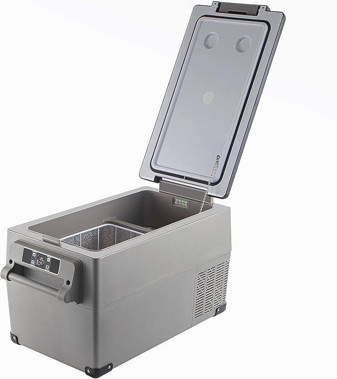 VEVOR CF35 Portable 37 Quart(35 Liter) 12 Volt App Control(-4℉~68℉), Car Refrigerator Dual Zone with 12/24v DC & 110-240v AC for Camping, Travel, Fishing, Outdoor or Home Use, Black+Gray