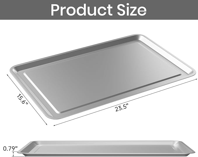 2 Pcs Under Car Oil Pans for Changing Oil, Motorcycle Automotive Oil Change Pan Silver Rust Resistant Drip Tray, Oil Catch Pan Replacement Tray for Garage Machinery Supplies (23.5 x 15.6 Inch)