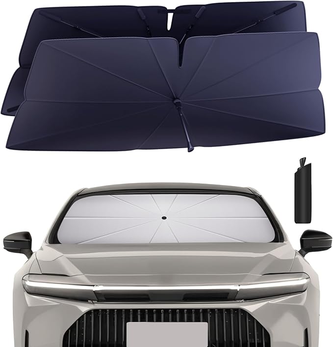 Windshield Sun Shade Umbrella for 2023-2025 Toyota Crown Accessories: Custom Fit 240T Silver, Double Thickened, Foldable Sunshade Window Sun Visor, Ultimate 99% UV Blocking for XLE, Limited, Platinum