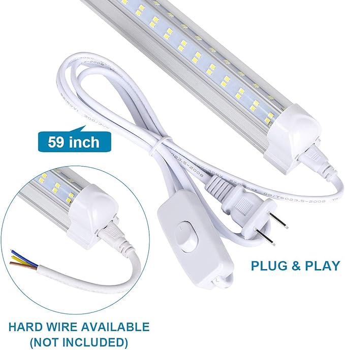 4FT LED Shop Light, 25 Pack, 60W 6000K 9500LM Clear White, Linkable Integrated V-Shape for Shop Garage, Warehouse