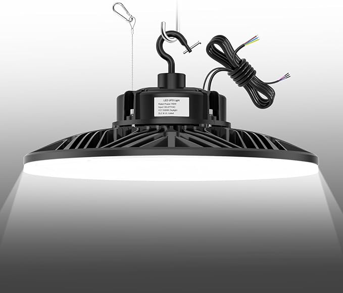 BBESTLED 150W LED UFO Baylight 21000 Lumens IP65 Waterproof Dimmable LED Work Bench Light for Workshop Gym Car Garage, Warehouse Light Low Bay Commercial Ceiling Lighting AC100-277V Input