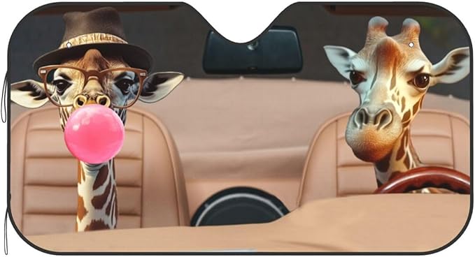 Funny Giraffe Car Sun Shade Windshield Sunshade Foldable Front Window Shield Cover for Truck SUV
