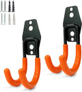 2 Pack Garage Storage Utility Hooks，Garage Garden Tool Organizer，Steel Wall Mount Hooks, Garden Small U Hooks (Black) (Type O-Orange)