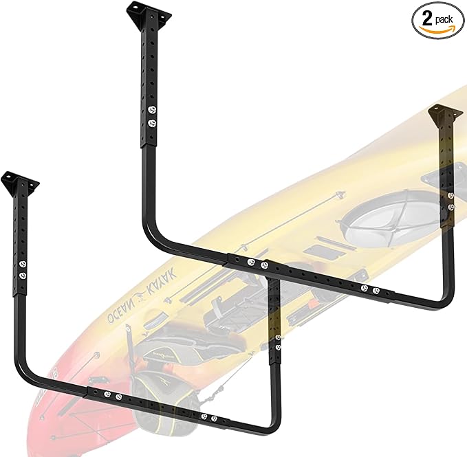 Adjustable Garage Ceiling Storage Racks, Garage Overhead Storage Bracket,Ceiling Mounted Heavy-duty Garage Storage Shelves,33 in. x 34 in,200lbs Weight Capacity, Black