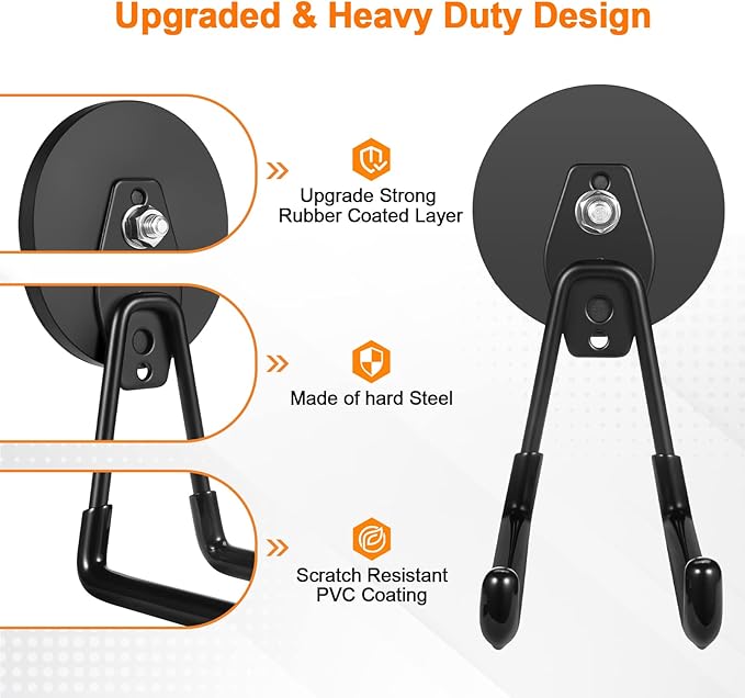 ENUODA Strong Magnetic Hooks Heavy Duty Large Magnet Hooks Heavy Duty Garage Storage Hook Utility Magnet Tool Holder for Metal Cabinet Pegboard Garage Shelve Tool Chest Garden Tools, 2PCS