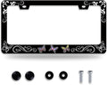 Butterfly License Plate Frame Butterflies Floral License Plate Frames for Car Decorative Parts Stainless Stee License Plate for Standard Us Canada Funny License Plate Holder 12x6 Inch