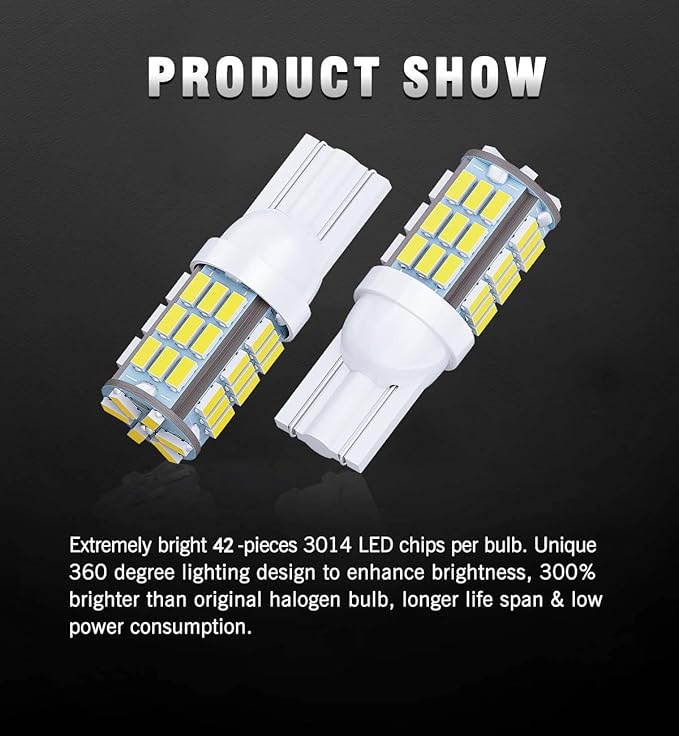 T10 921 194 168 175 LED Bulbs White 20-Packs, Super Bright 3014 42-SMD LED Replacement 12 Volt RV Camper Trailer Boat Trunk Interior Dome Map License Lights, Backup Reverse Lights