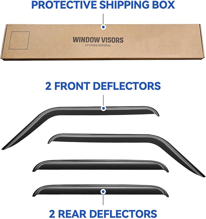 Window Visors Rain Guards for 2018-2025 Jeep Wrangler JL, Out-Channel Window Vent Wind Deflectors Visors Shades for 2020-2025 Jeep Gladiator