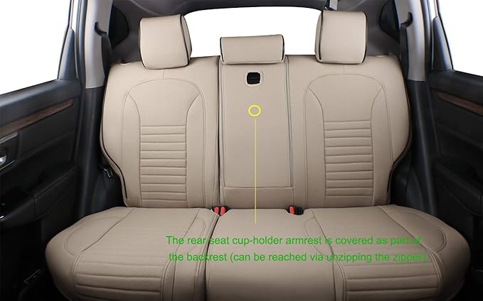 EKR Accord Car Seat Covers for Honda Accord 2023 2024 2025 LX(Rear Row W/Solid Backrest) Leather Car Seat Covers,Waterproof Car Seat Protectors,Trucks Seat Covers Full Set(Beige)