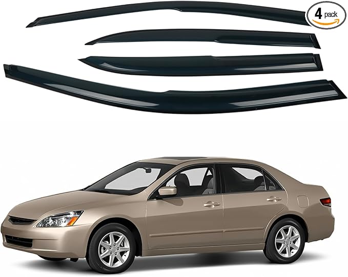 4PCS Rain Guards Window Visors Fit for 2003-2007 Honda Accord 4-Door Sedan, 94943, Outside Mount Wind Deflector Vent Shade Shield, Exterior Car Accessories, 2003 2004 2005 2006 2007