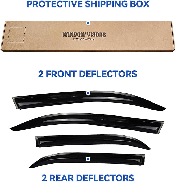 Window Visors Rain Guards Shield for 2012 2013 2014 Toyota Camry, Out-Channel Window Vent Wind Deflectors Visors Shades for 12 13 14 Camry