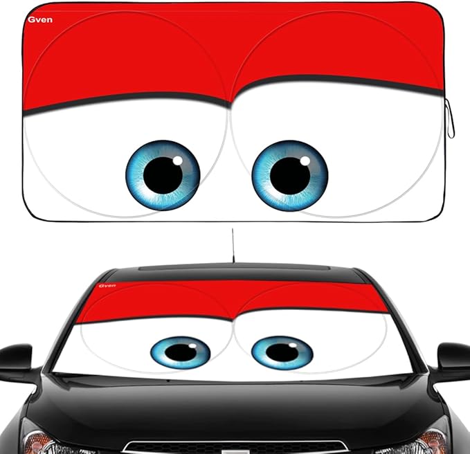 Gven Windshield Sun Shade Car Sun Shade 2025 Pink Car Accessories for Women Shades for Front Window Girly Windshield Cover Sunshades for Summer Heat Portection(Red, L)