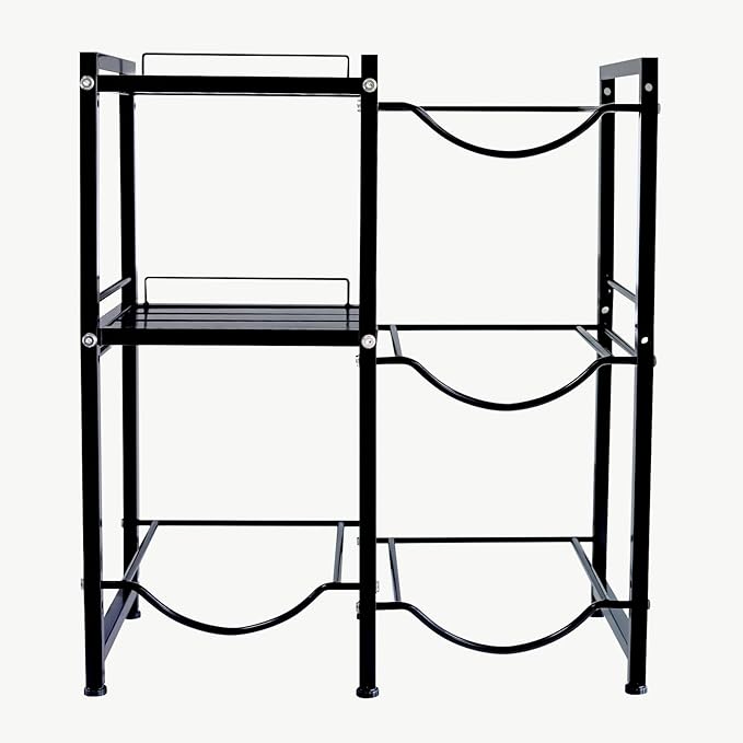 5 Gallon Water Jug Holder with 2 Storage Shelves, 3 Tier Water Bottle Holder Heavy Duty Jug Stand for Home Office Kitchen Organizer